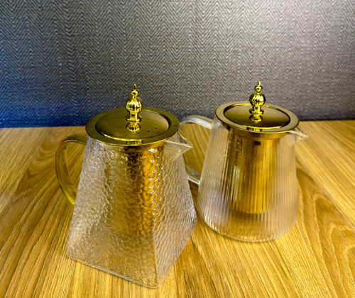 قوری پیرکس دمنوش و چای صافیدار طلایی