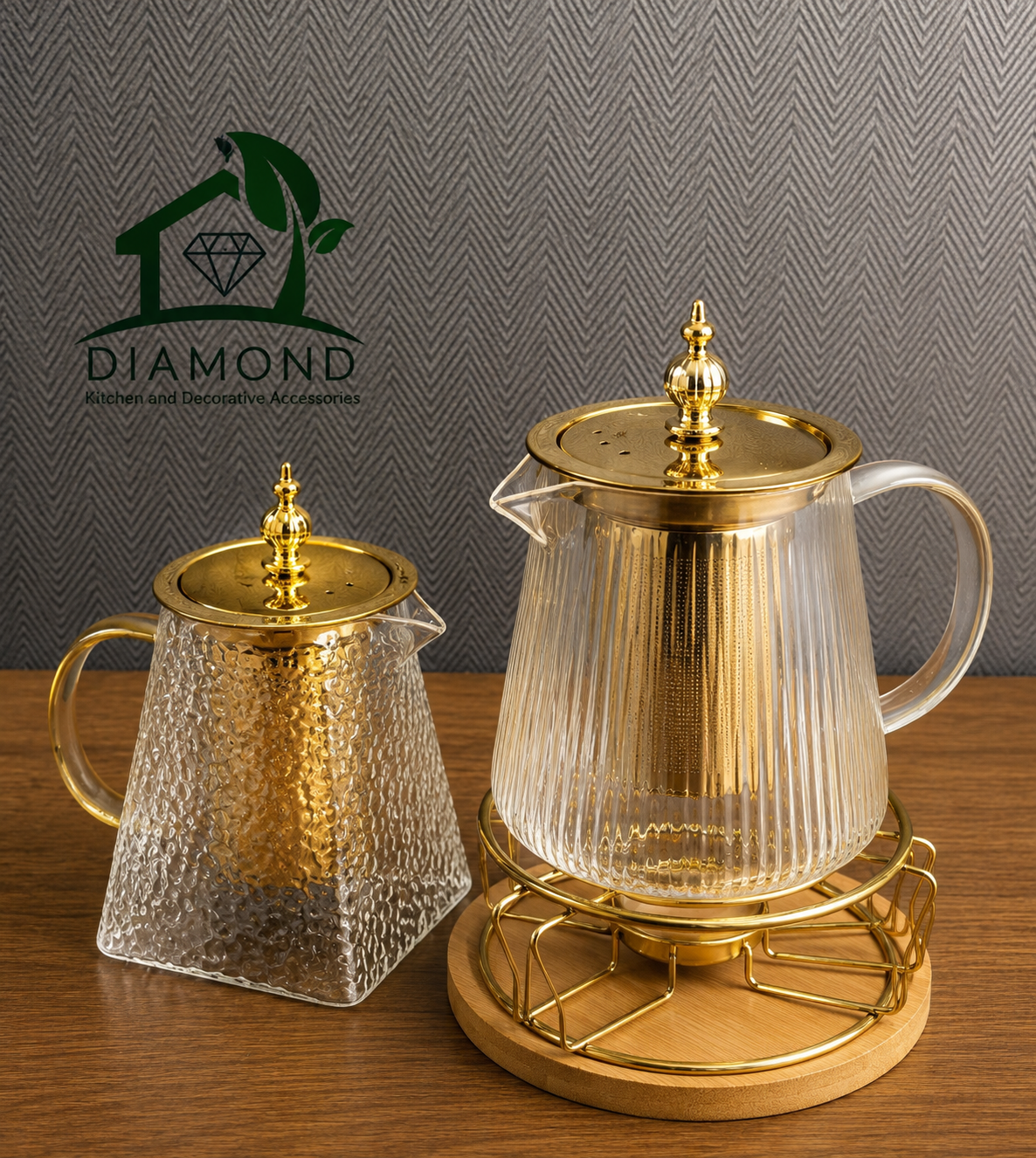 قوری پیرکس دمنوش و چای صافی‌دار طلایی